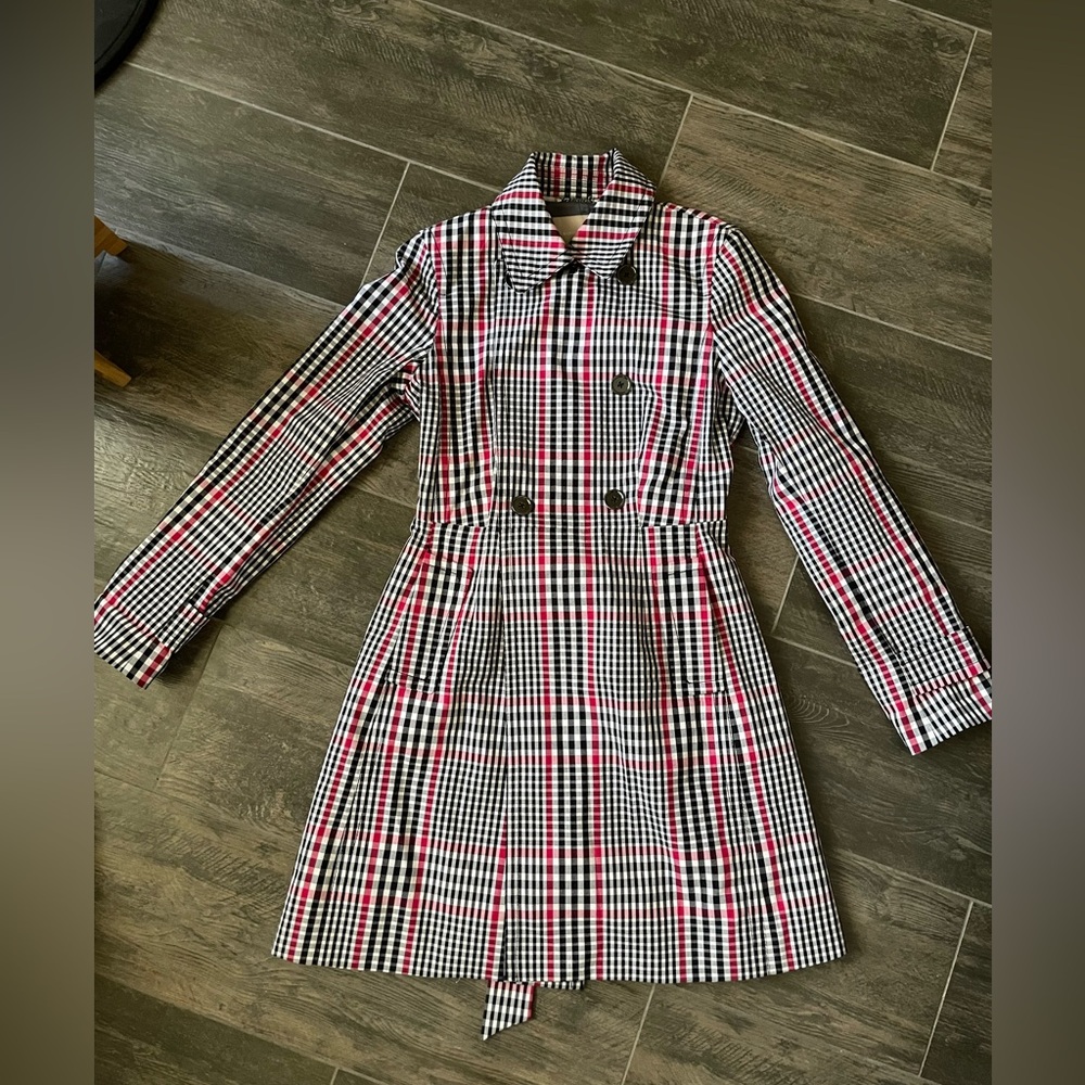 Banana Republic Plaid Trench Coat size Small